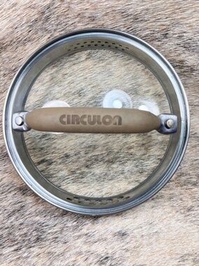 Circulon 6" Tempered Glass Strainer Replacement Lid Tan Silicone Handle